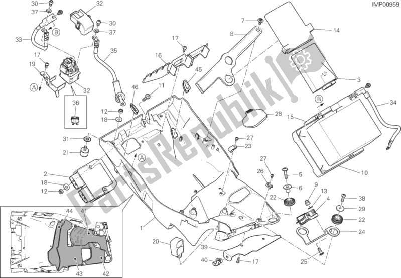 Todas as partes de Suporte Da Bateria do Ducati Multistrada 1200 S Thailand 2016